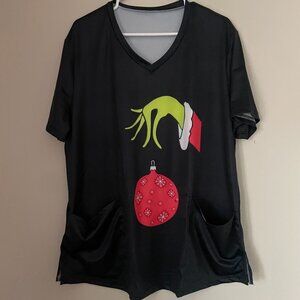 Black Grinch Christmas Scrub Top